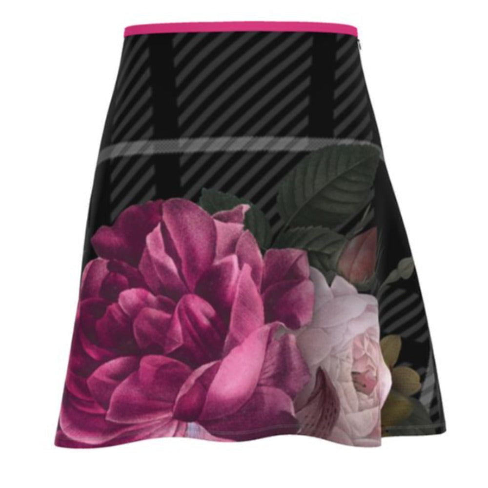 Flared A-line  Skirt Tartan Floral-FABA Collection 