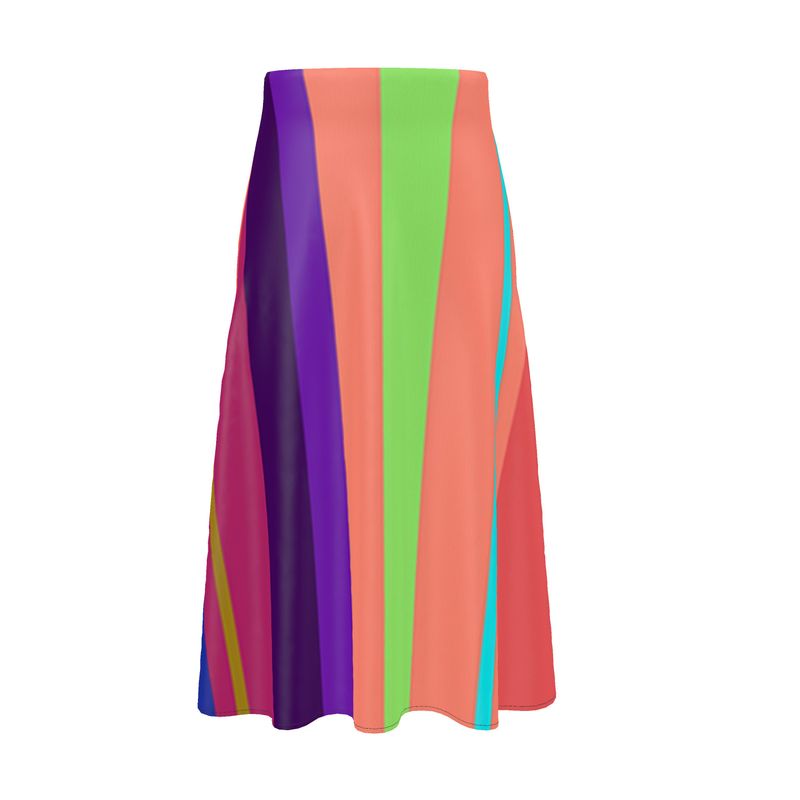 Silk Midi Skirt Happy Stripes-FABA Collection 