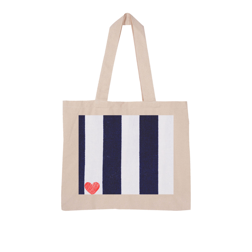 RED HEART & STRIPES Large Organic Tote Bag-FABA Collection 