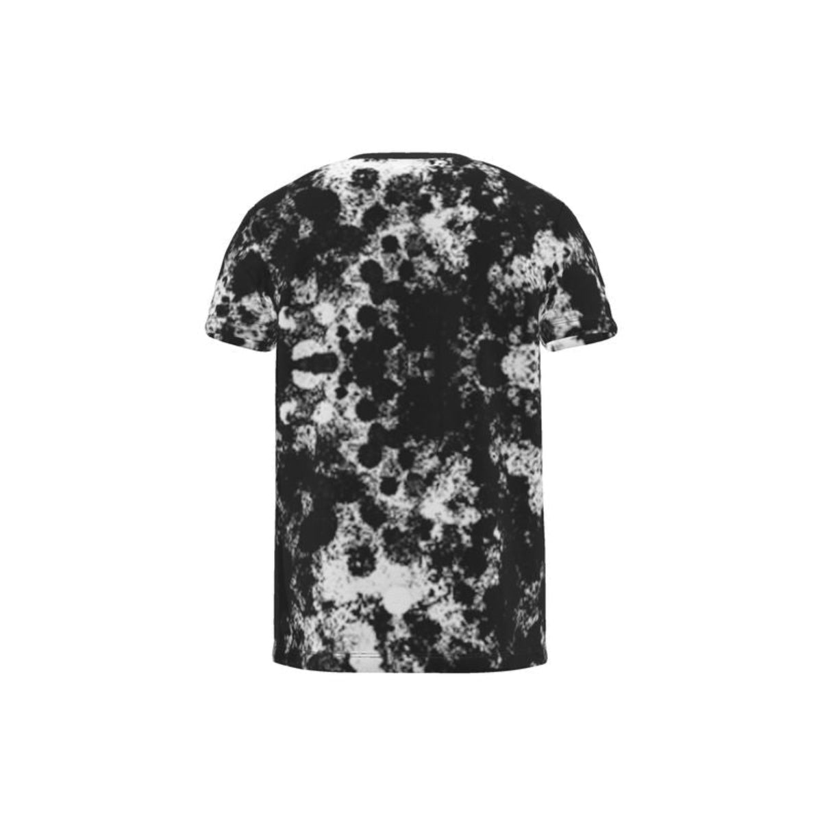 Black and white tie-dye t-shirt on a white background