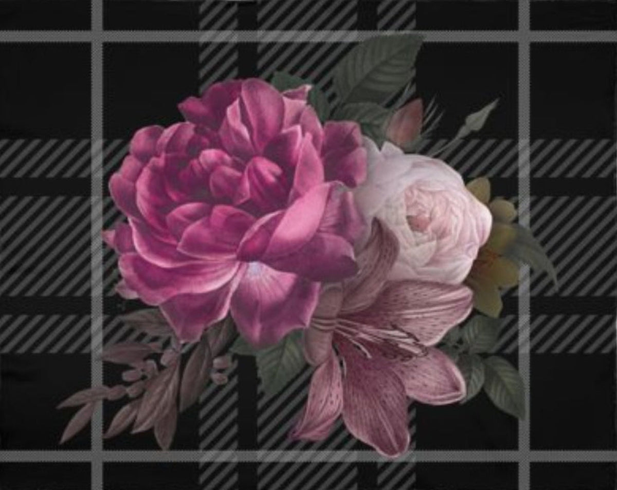 Silk Scarf Wrap Or Shawl Tartan Floral-FABA Collection 