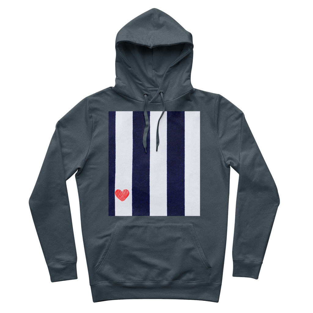 RED HEART & STRIPES 100% Organic Cotton Hoodie-FABA Collection 