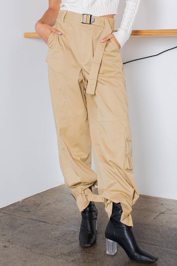 BELTED COTTON CARGO PANTS - FABA Collection