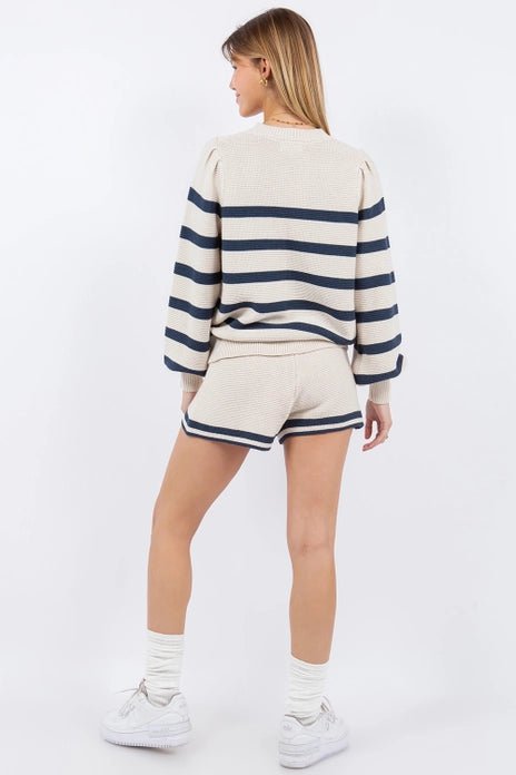 Breton Striped Cotton Knit Shorts - FABA Collection