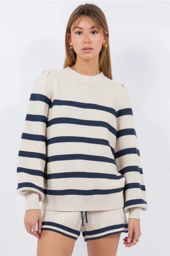BRETON STRIPED KNIT COTTON SWEATER - FABA Collection