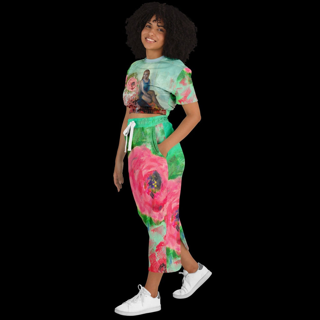Cropped Cotton Sweatshirt - Maxi Skirt Duo Power of Love - FABA Collection