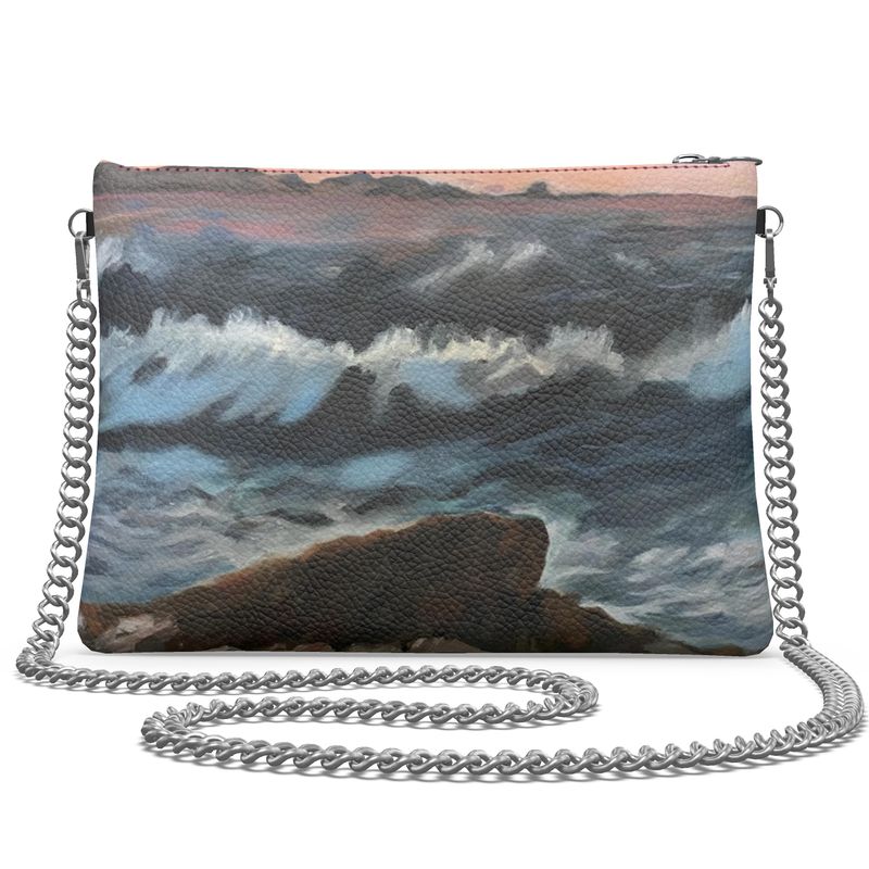 Crossbody Leather Bag With Chain Big Sur - FABA Collection