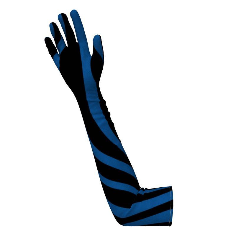 Crushed Velours Opera Gloves True Blue Zebra - FABA Collection