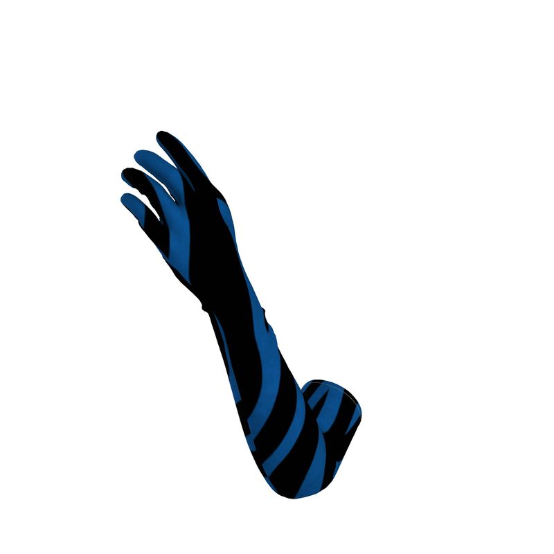 Crushed Velours Opera Gloves True Blue Zebra - FABA Collection