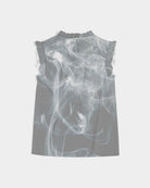 Dark Smoke Women's Ruffle Sleeve Top - FABA Collection
