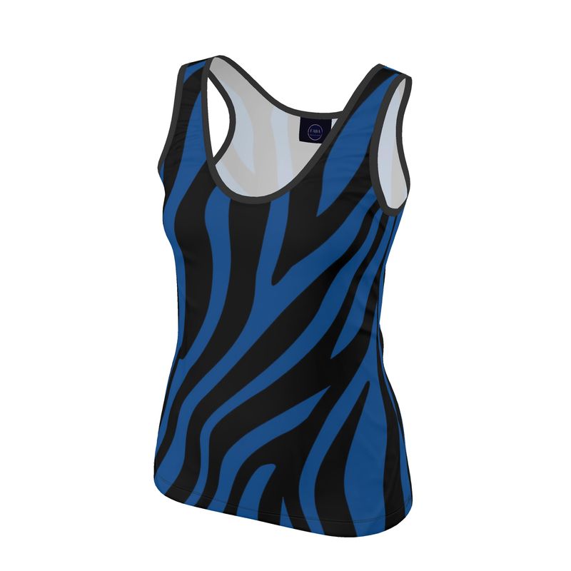 Designer Tank Tops Blue Zebra - FABA Collection