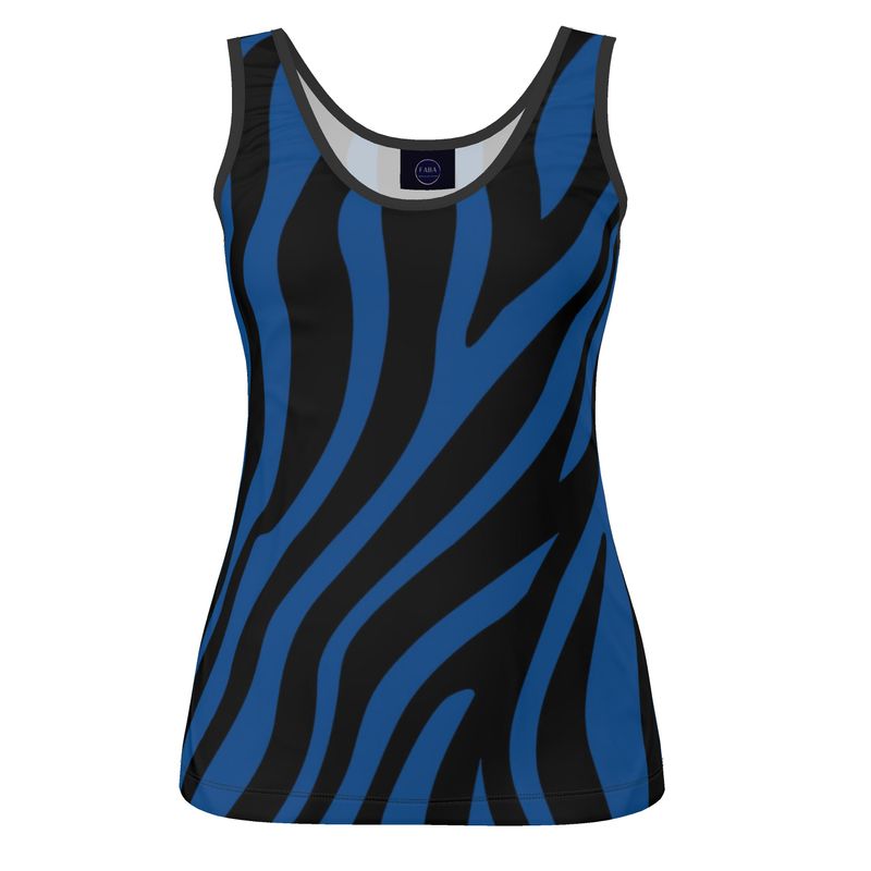 Designer Tank Tops Blue Zebra - FABA Collection