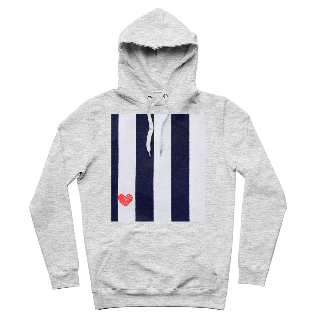 RED HEART & STRIPES 100% Organic Cotton Hoodie-FABA Collection 