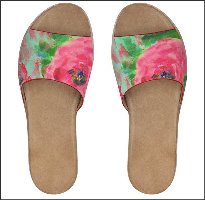 Handcrafted Springtime in California Leather Sliders - FABA Collection