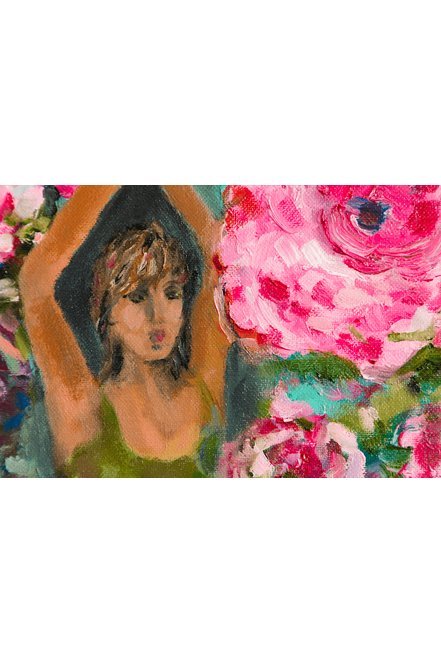 Lady in Bloom Framed Oil Painting - FABA Collection