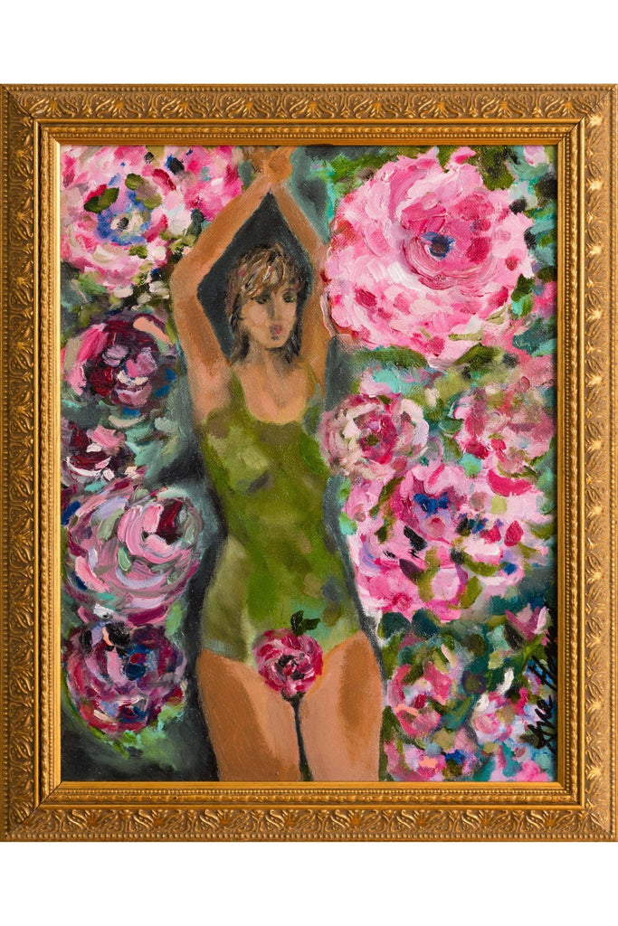 Lady in Bloom Framed Oil Painting - FABA Collection