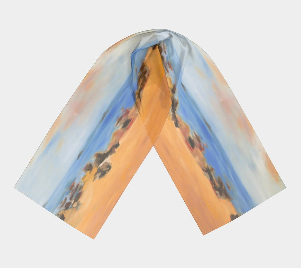 Long Silk Scarf Driving by Ocean Beach - FABA Collection