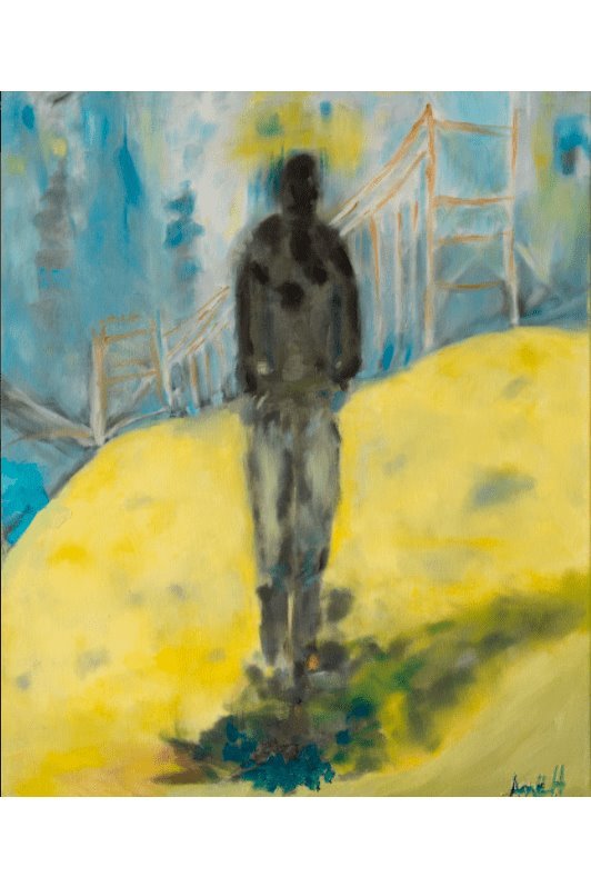 Man Walking Away from the Golden Gate Bridge Oil Painting - FABA Collection