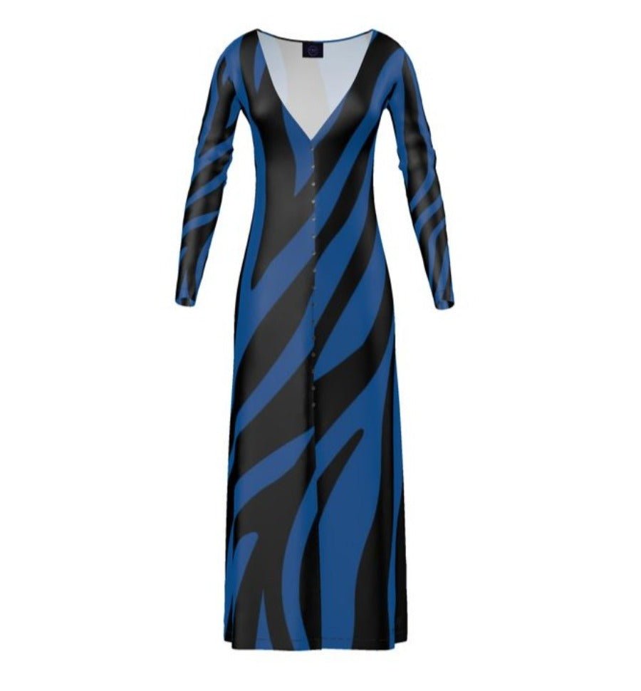 Maxi Cardigan Dress True Blue Zebra - FABA Collection