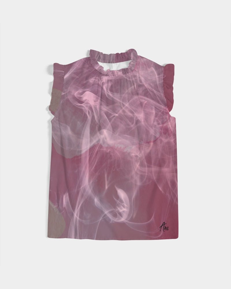 Pink Smoke Women's Ruffle Sleeve Top - FABA Collection