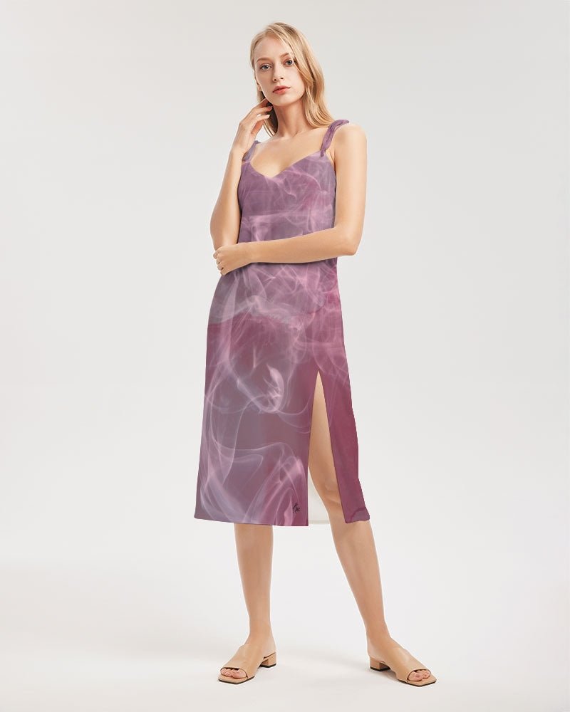 Pink Smoke Women's Tie Strap Split Dress - FABA Collection