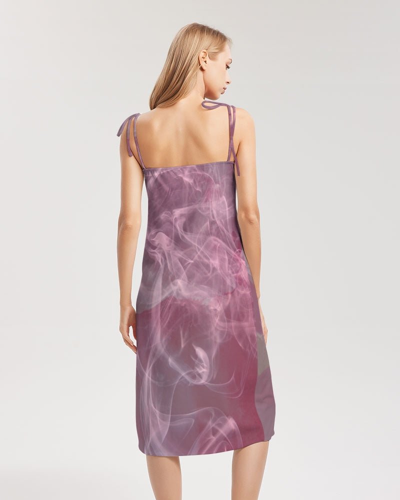 Pink Smoke Women's Tie Strap Split Dress - FABA Collection