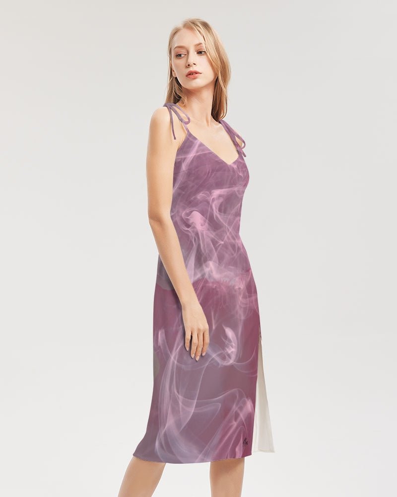Pink Smoke Women's Tie Strap Split Dress - FABA Collection
