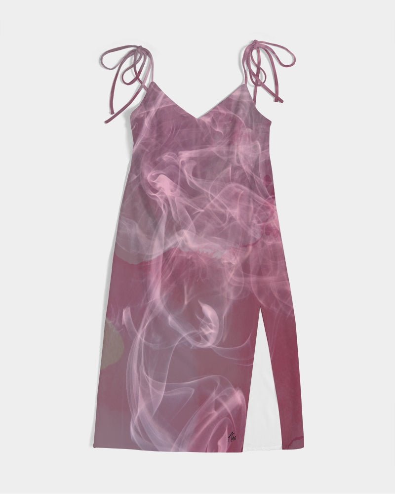 Pink Smoke Women's Tie Strap Split Dress - FABA Collection