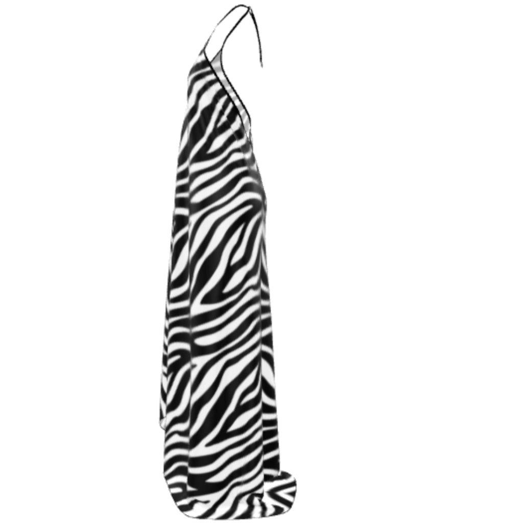 Pure Silk Halterneck Backless Dress Zebra - FABA Collection