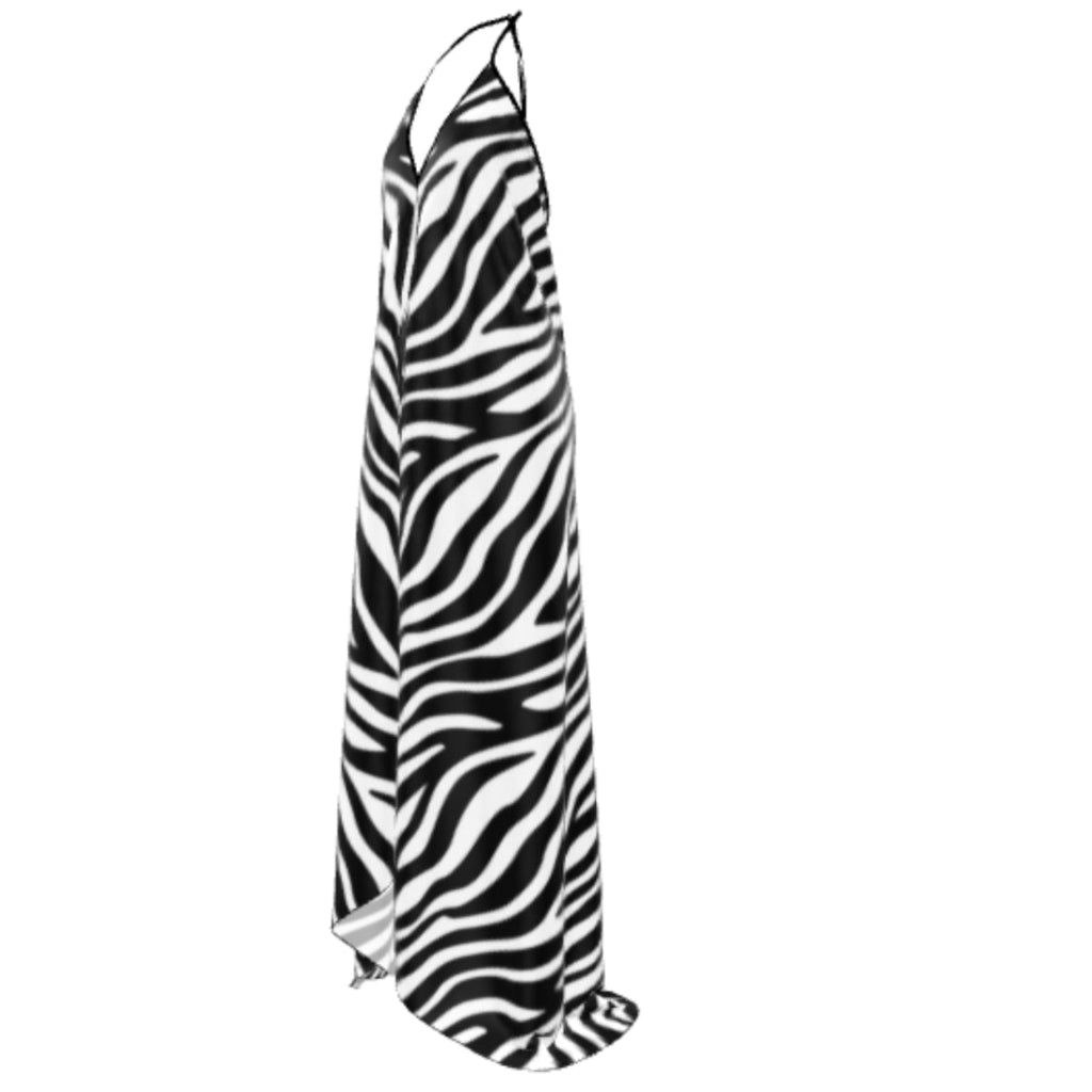 Pure Silk Halterneck Backless Dress Zebra - FABA Collection