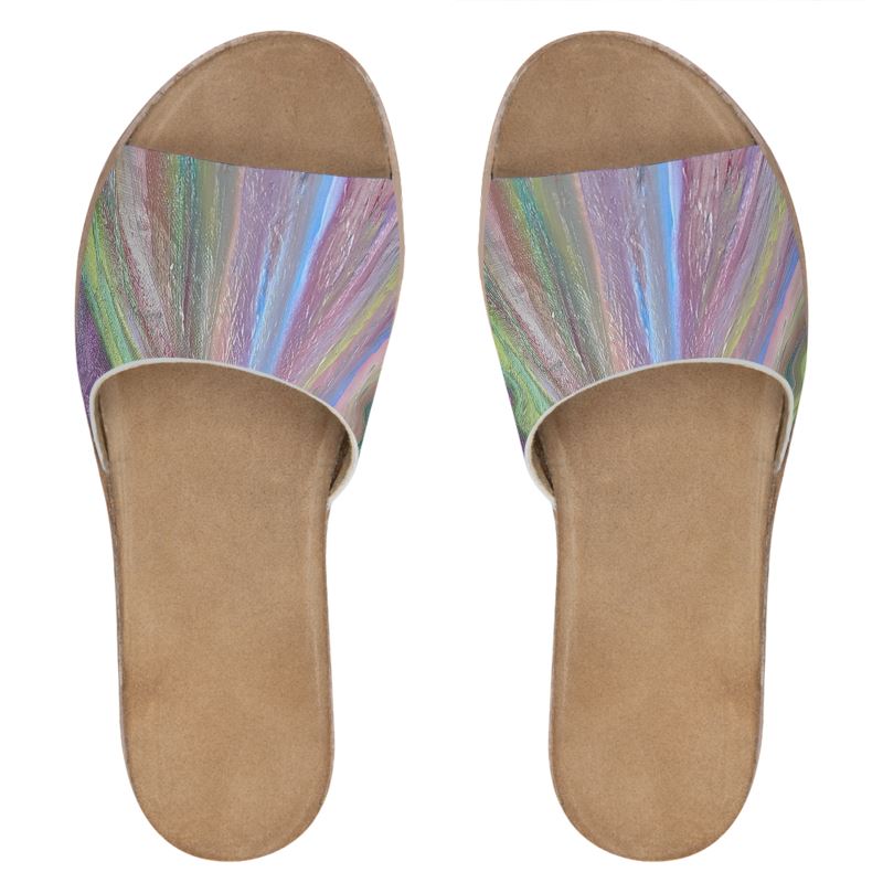 Rainbow Women's Hand-crafted Leather Sliders - FABA Collection