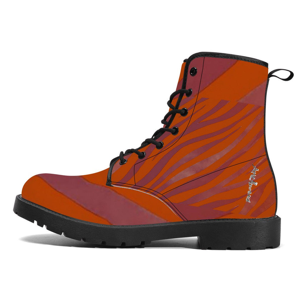 Red Zebra Vegan Leather Boots - FABA Collection