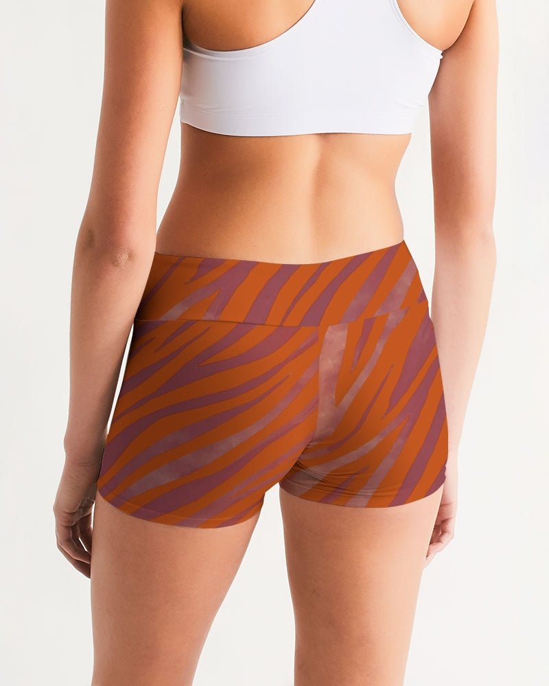 Red Zebra Women's Mid-Rise Yoga Shorts - FABA Collection