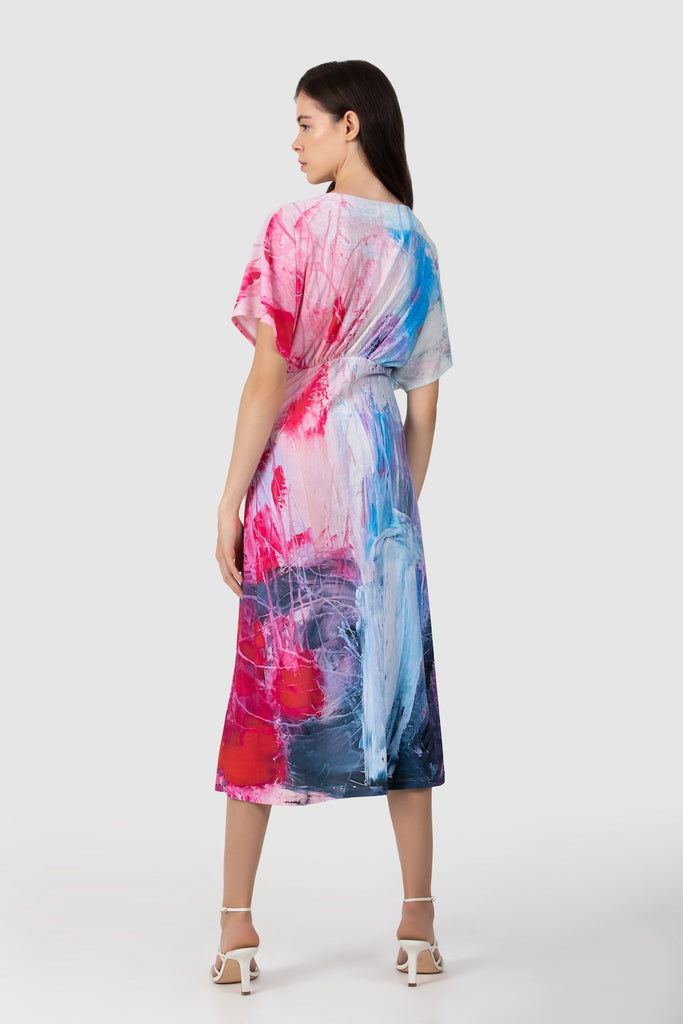 Sarah V-neck Dress - Abstract Sailing - FABA Collection