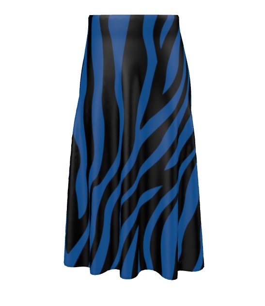 Silk Midi Skirt True Blue Zebra - FABA Collection