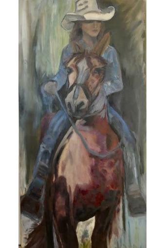 SOLD Go West, Cowgirl Painting - FABA Collection