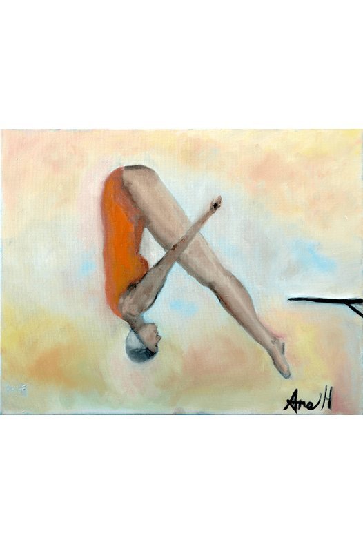 SOLD Retro Diver Oil Painting - FABA Collection