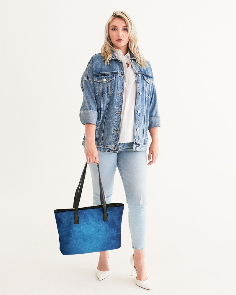 True Blue Vegan Leather Stylish Tote - FABA Collection