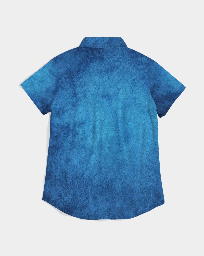 True Blue Women's Short Sleeve Button Up - FABA Collection