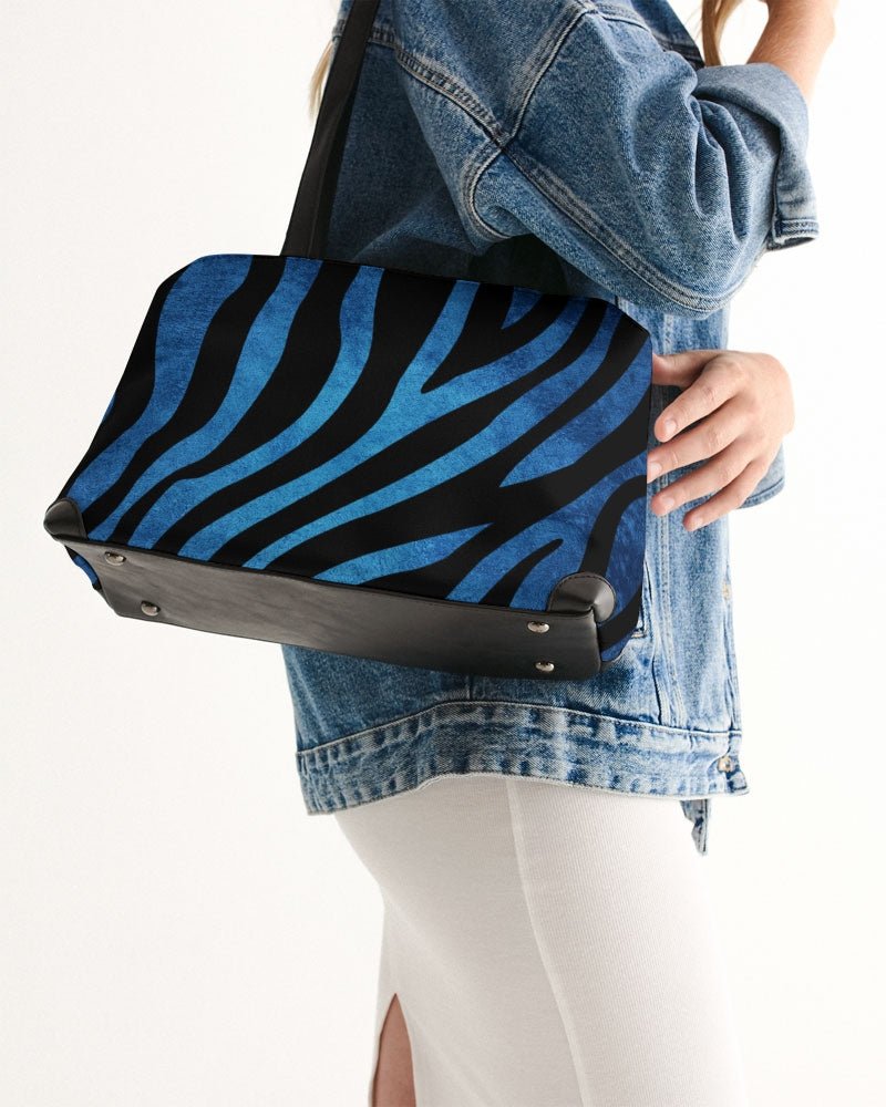 True Blue Zebra Vegan Leather Shoulder Bag - FABA Collection