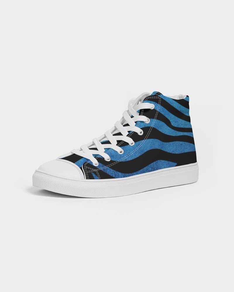 True Blue Zebra Women's Hightop Canvas Shoe - FABA Collection