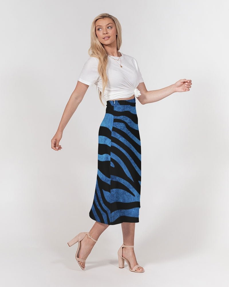 Truest Blue Signed Women's A-Line Midi Skirt - FABA Collection
