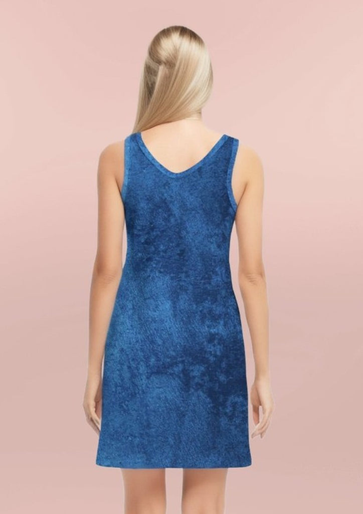Truest Blue Women's Rib Knit V Neck Mini Dress - FABA Collection