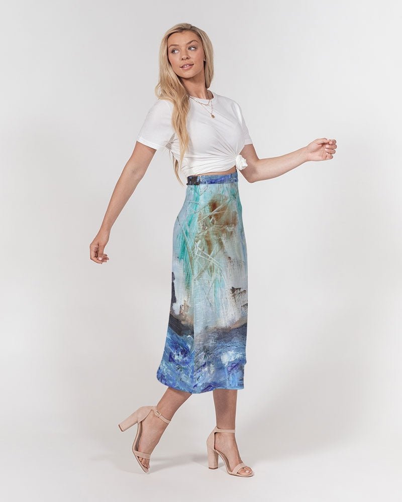 Walking at the Beach Women's A-Line Midi Skirt - FABA Collection
