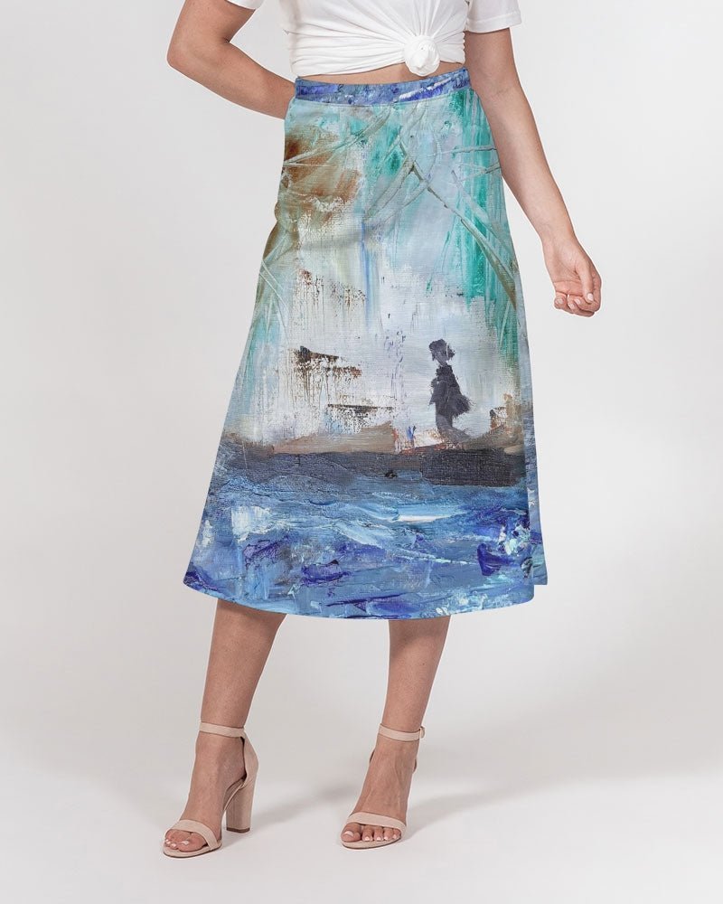 Walking at the Beach Women's A-Line Midi Skirt - FABA Collection