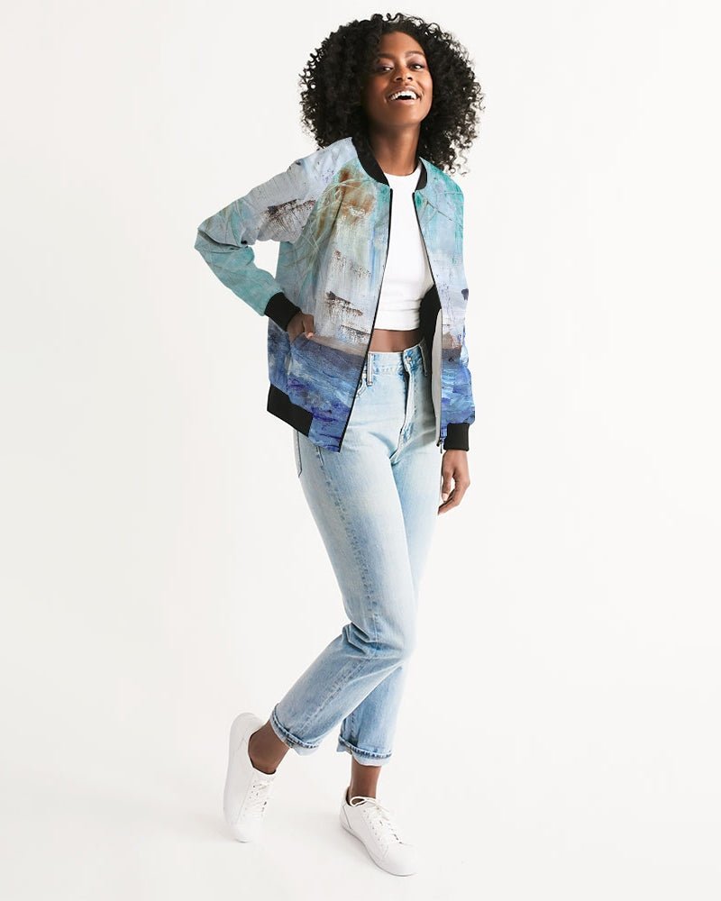 Walking at the Beach Women's Light Bomber Jacket - FABA Collection
