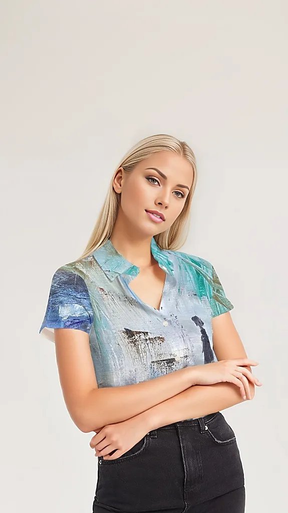 Walking at the Beach Women's Short Sleeve Button Up - FABA Collection