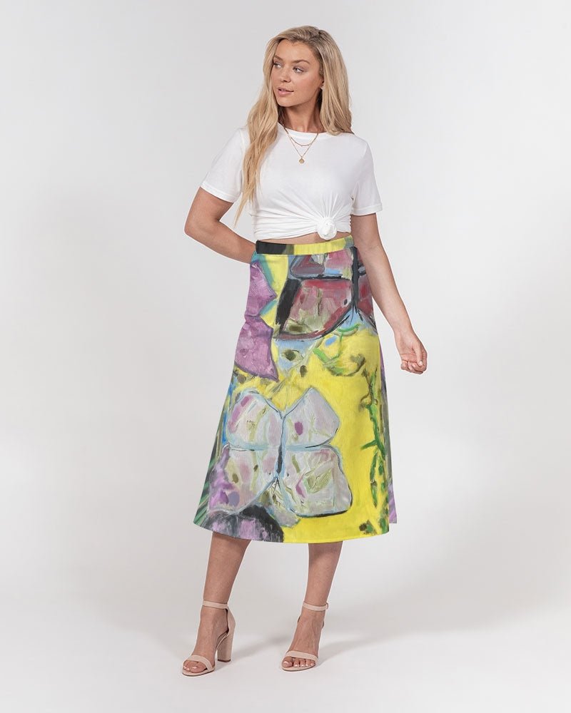 Women's A-Line Midi Skirt Papillons and Fern - FABA Collection