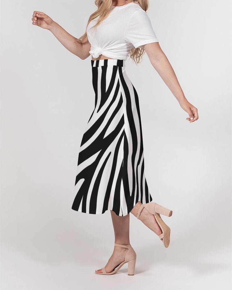Women's A-Line Midi Skirt Zebra - FABA Collection