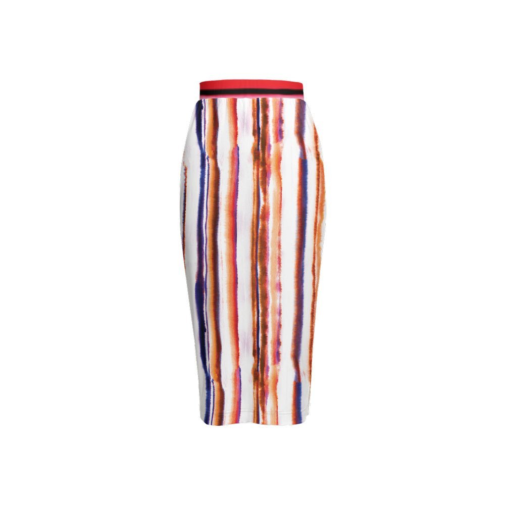 Women’s Back Split Pencil Skirt Orange Splash - FABA Collection